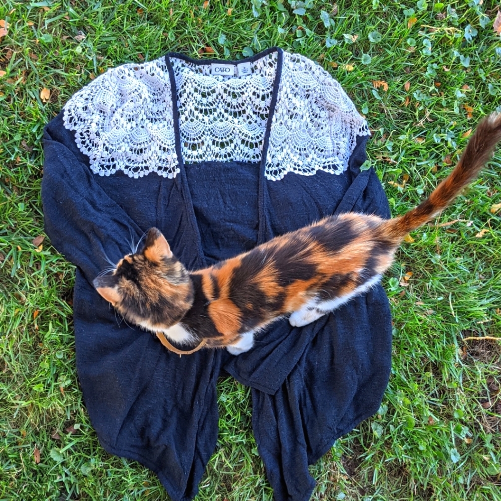 Black and Cream Lace Cardigan